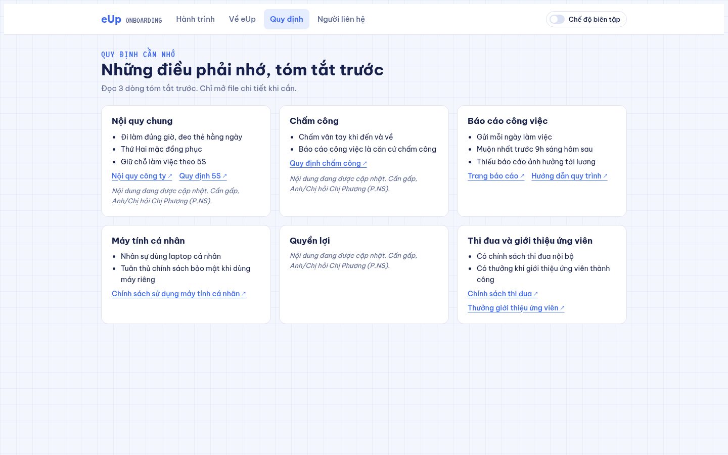 eUp Onboarding Hub